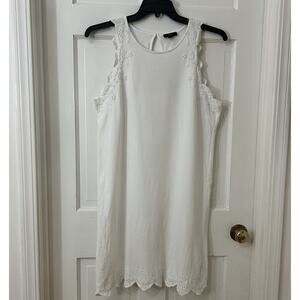 J Crew White Eyelet Trim Dress Sz S Beachy‎ Graduation Bridal Coastal Summer
